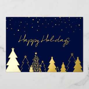 Elegant Gold Happy Holidays Company Foil Card