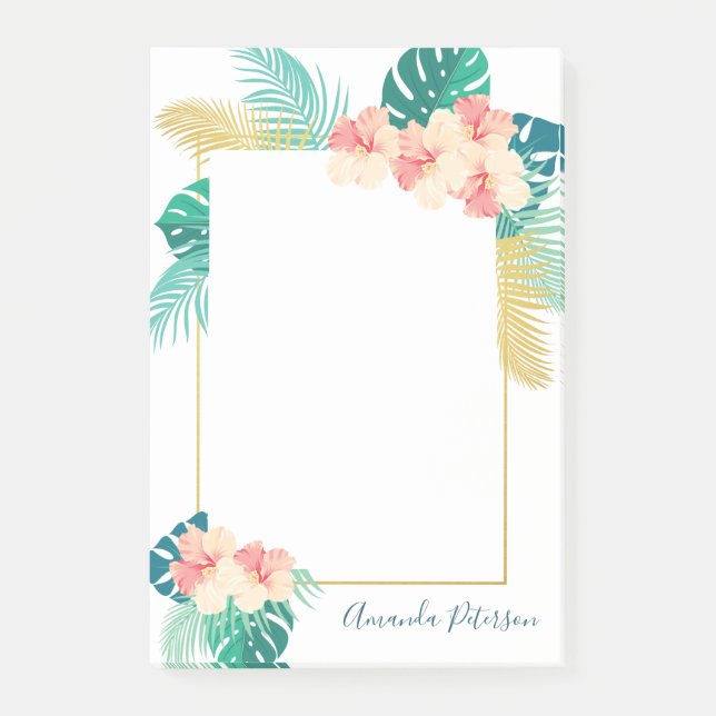 Elegant Gold Hawaiian Hibiscus Post-It Notes (Front)