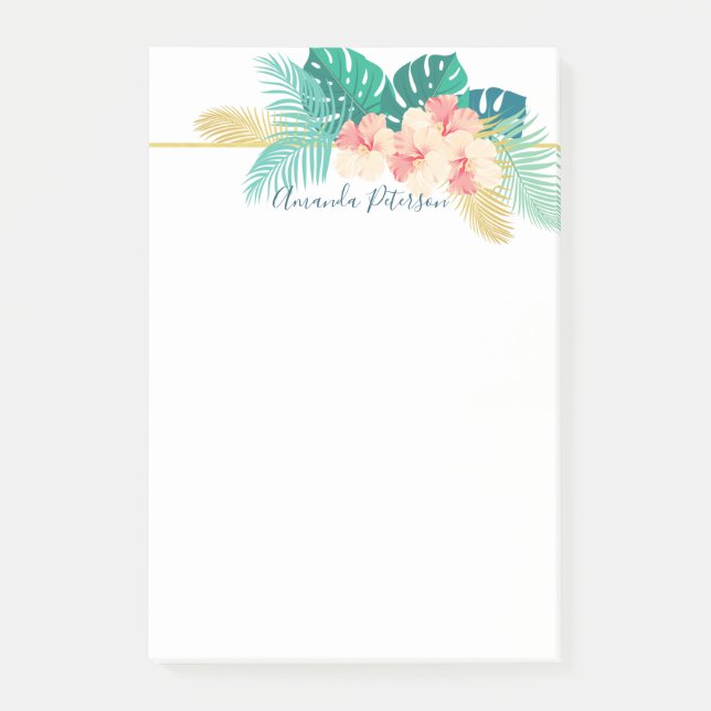Elegant Gold Hawaiian Hibiscus Post-It Notes (Front)