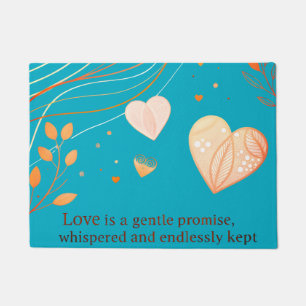 Elegant Gold Heart Love Art Doormat