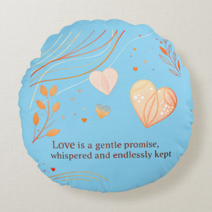 Elegant Gold Heart Love Art Round Cushion