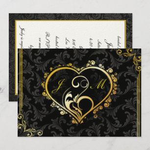 Elegant Gold Heart Monogram Bridal Shower Invite