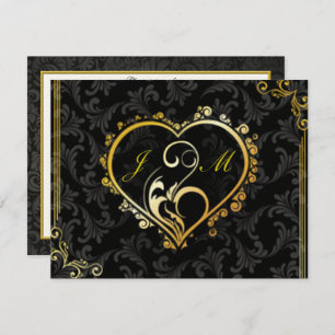 Elegant Gold Heart Monogram Rehearsal Dinner Invit Invitation
