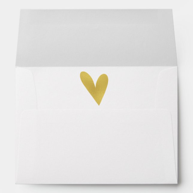 Elegant Gold Heart Wedding Envelope (Back (Bottom))