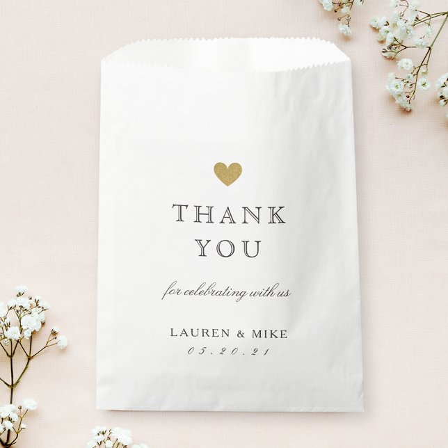 Elegant Gold Heart Wedding Thank You Favour Bag (Creator Uploaded)