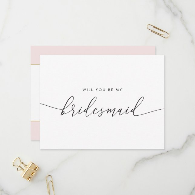 Elegant Gold Heart Will You Be My Bridesmaid Invitation Postcard (Front/Back In Situ)