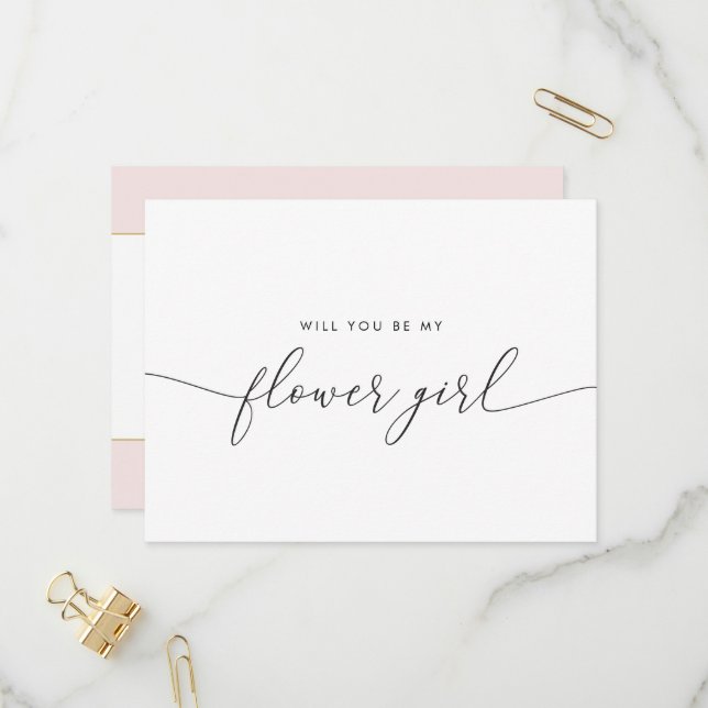 Elegant Gold Heart Will You Be My Flower Girl Invitation Postcard (Front/Back In Situ)