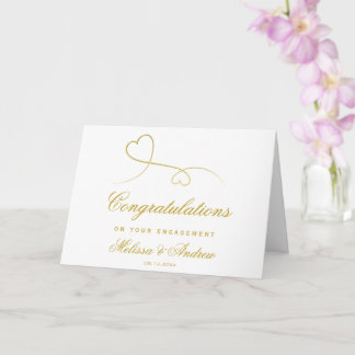 Elegant Gold Hearts | Engagement Congratulations Card