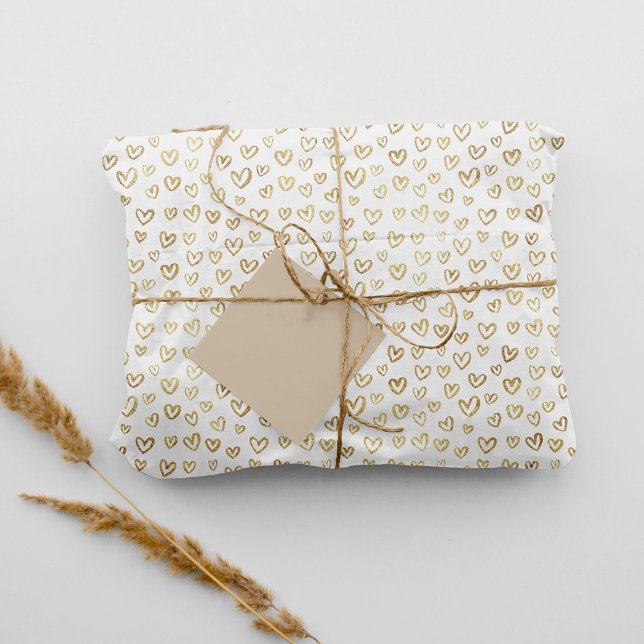Elegant Gold Hearts Pattern on White Tissue Paper (Creator Uploaded)