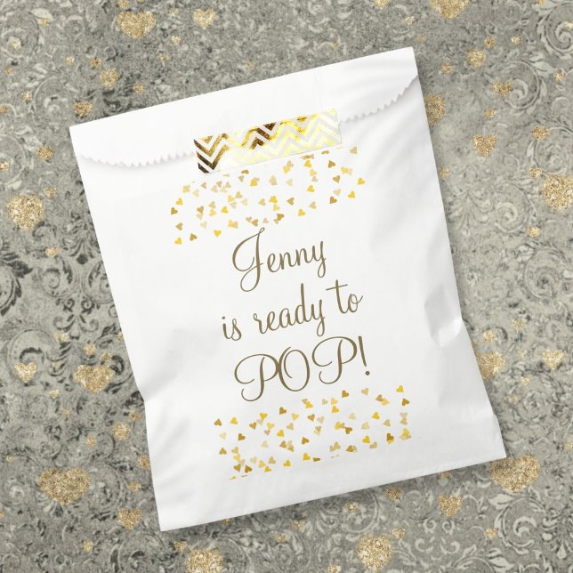 Elegant Gold Hearts Ready to Pop Baby Shower Favour Bag (Elegant Gold Hearts Ready to Pop Baby Shower Favor Bag)