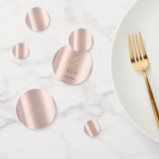 Elegant Gold Hearts Rose Gold Confetti (Group)
