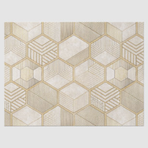 Elegant Gold Hexagon Geometric Pattern - Marble 3 Tissue Paper