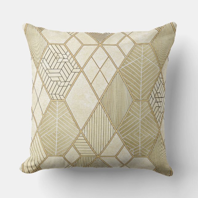 Elegant Gold Hexagon Geometric Pattern - Marble 4 Cushion (Front)