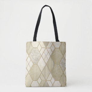 Elegant Gold Hexagon Geometric Pattern - Marble 4 Tote Bag