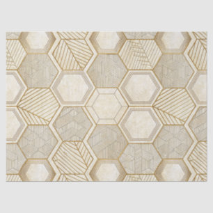 Elegant Gold Hexagon Geometric Pattern - Marble Tissue Paper