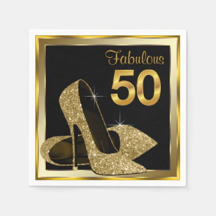 Elegant Gold High Heel 50th Birthday Party Napkin