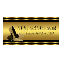 Elegant Gold High Heel Birthday Party Banner