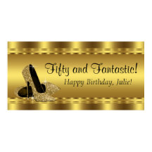 Elegant Gold High Heel Birthday Party Banner