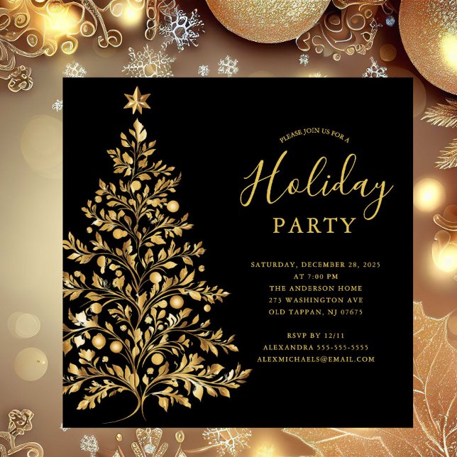 Elegant Gold Holiday Party Invitation (Creator Uploaded)