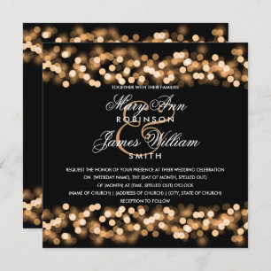 Elegant Gold Hollywood Glam Wedding Invitation