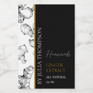Elegant Gold Homemade Ginger Root Extract Label