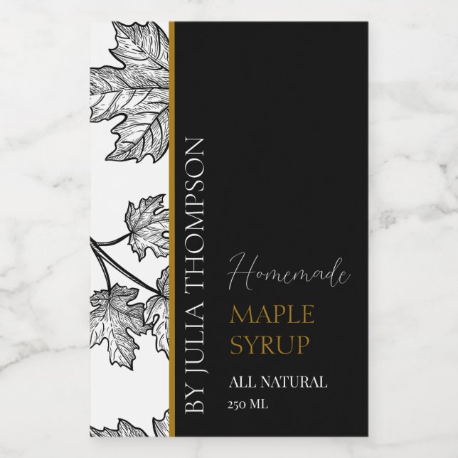 Elegant Gold Homemade Maple Syrup Label (Single Label)