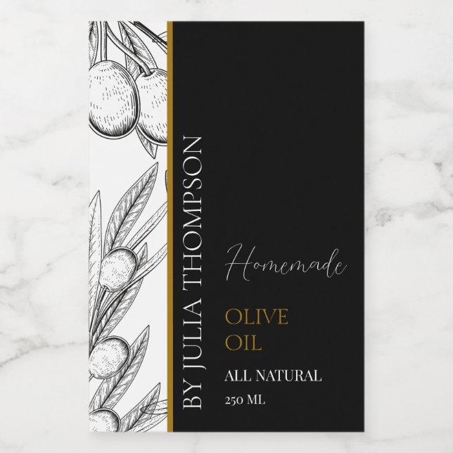Elegant Gold Homemade Olive Oil Label (Single Label)