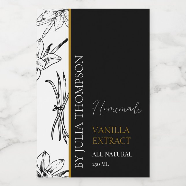 Elegant Gold Homemade Vanilla Extract Label (Single Label)