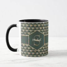 Elegant Gold HoneyBee Pattern on Dark Green