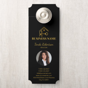 Elegant Gold House Key Professional Realtor Door Hanger