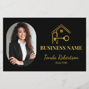 Elegant Gold House Key Professional Realtor Flyer