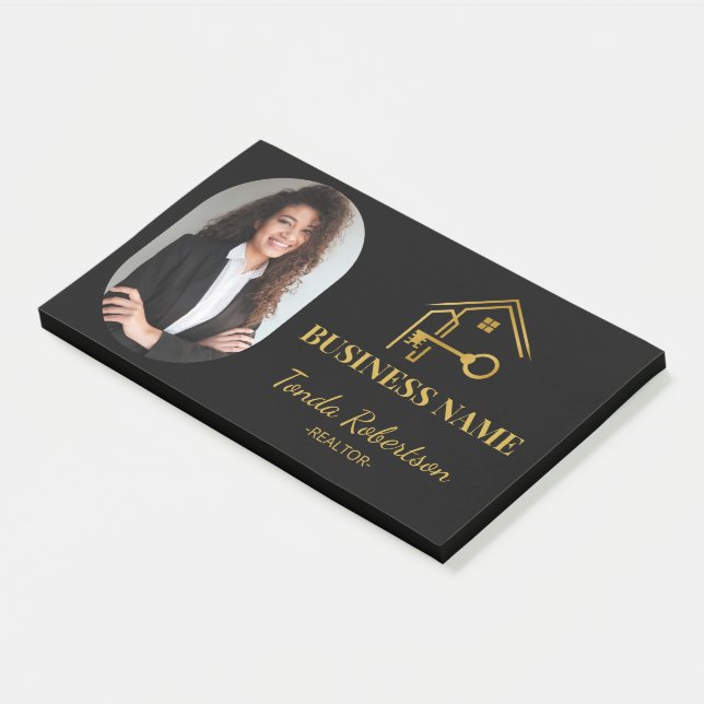 Elegant Gold House Key Professional Realtor Post-it Notes (Angled)