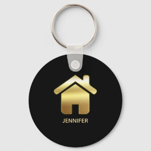Elegant Gold House Symbol Real Estate Design Key Ring