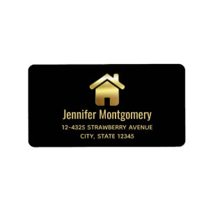 Elegant Gold House Symbol Real Estate Design Label