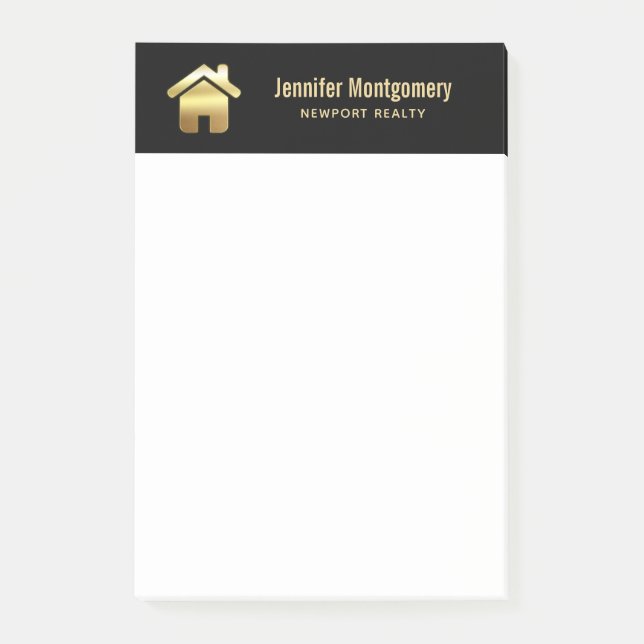 Elegant Gold House Symbol Real Estate Design Post-it Notes (Front)