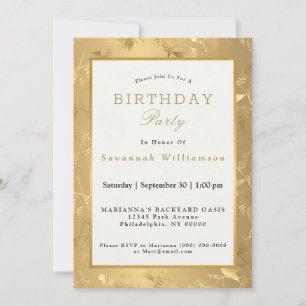 Elegant Gold Hummingbirds Glam Birthday Party Invitation
