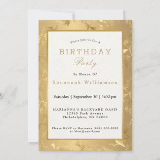 Elegant Gold Hummingbirds Glam Birthday Party Invitation