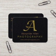 Elegant Gold Initial Letter A Logo Business Card