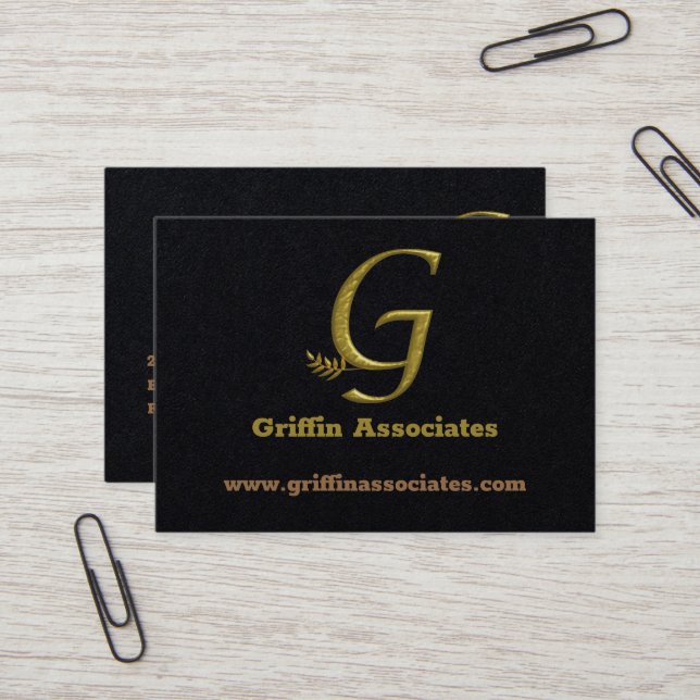 Elegant Gold Initial Letter G Logo Business Card  (Front/Back In Situ)