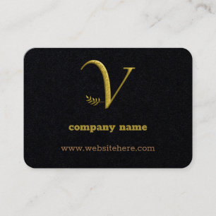 Elegant Gold Initial Letter V Logo Business Card