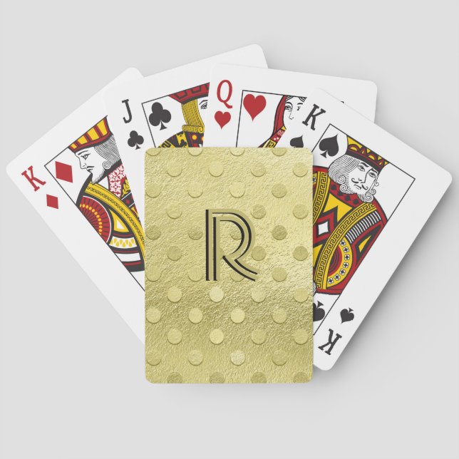 Elegant Gold Initial Monogrammed Chic Playing Cards (Back)