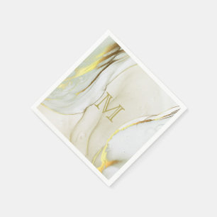 Elegant Gold Ink Abstract Pattern Monogram Napkin