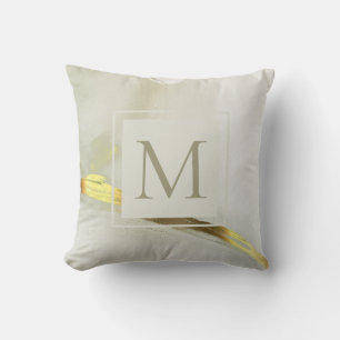 Elegant Gold Ink Monogram Abstract  Cushion