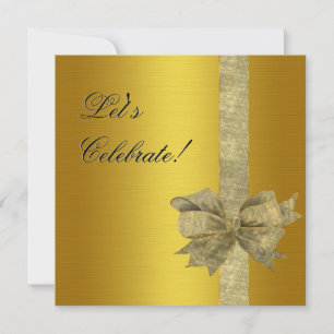 Elegant Gold Invitation with Bow