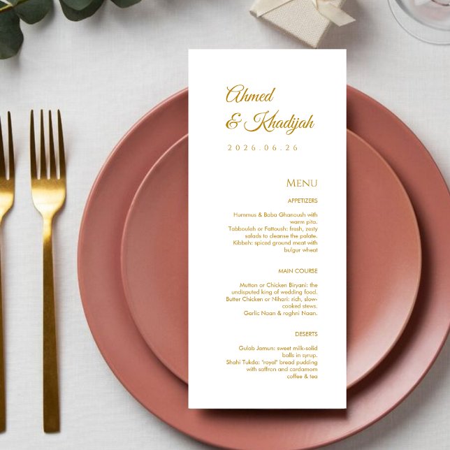 Elegant Gold Islamic Wedding Menu Card Flat Menu (Creator Uploaded)