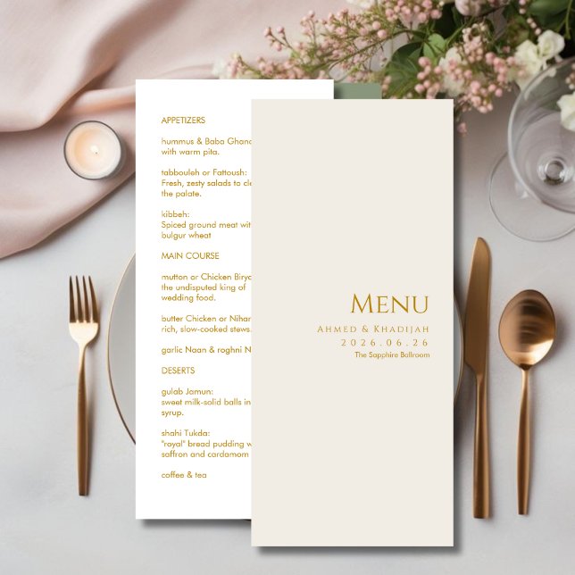 Elegant Gold Islamic Wedding Menu Card Flat Menu (Creator Uploaded)