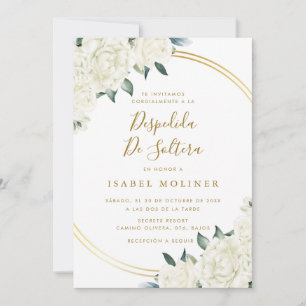 Elegant Gold Ivory Floral Spanish Bridal Shower Invitation