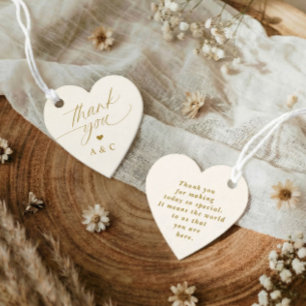 Elegant Gold & Ivory Heart Wedding Thank You Favour Tags