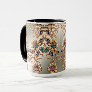 Elegant Gold Jewel Flowers Mug