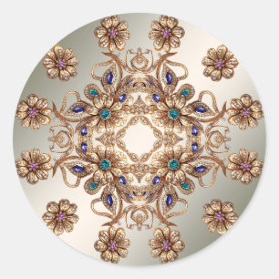 Elegant Gold Jewel Flowers Sticker